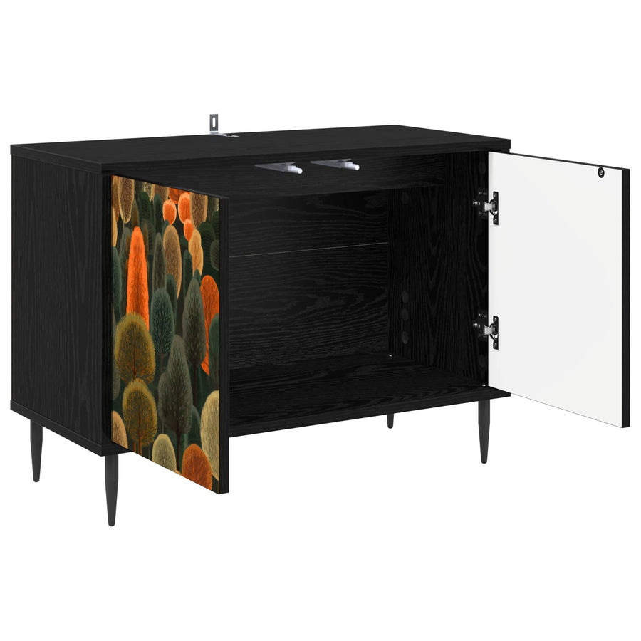 Tv-meubel ZAANDAM 69 x 33 x 50,5 cm Zwart eiken Bewerkt hout