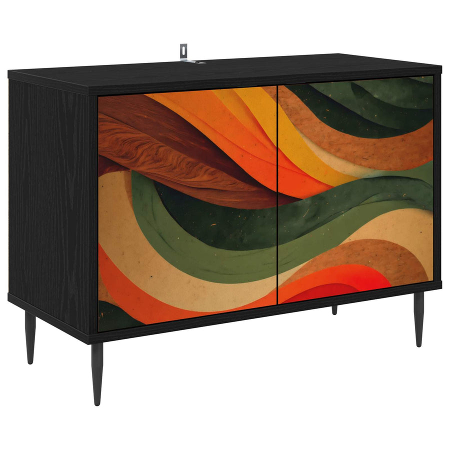 Tv-meubel BONN 69 x 33 x 50,5 cm Zwart eiken Bewerkt hout