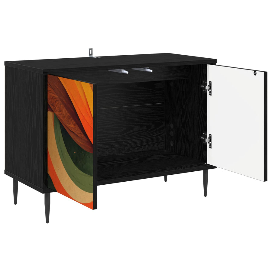 Tv-meubel BONN 69 x 33 x 50,5 cm Zwart eiken Bewerkt hout