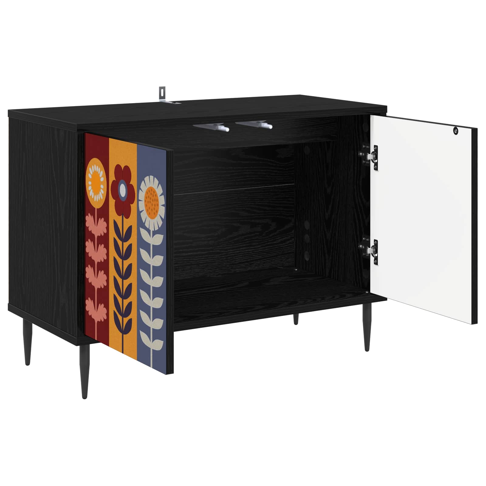 Tv-meubel ESSEN 69 x 33 x 50,5 cm Zwart eiken Bewerkt hout
