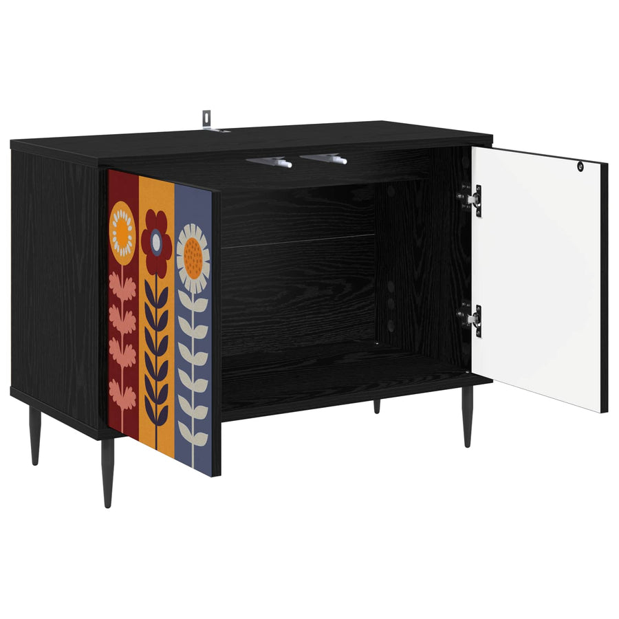 Tv-meubel ESSEN 69 x 33 x 50,5 cm Zwart eiken Bewerkt hout