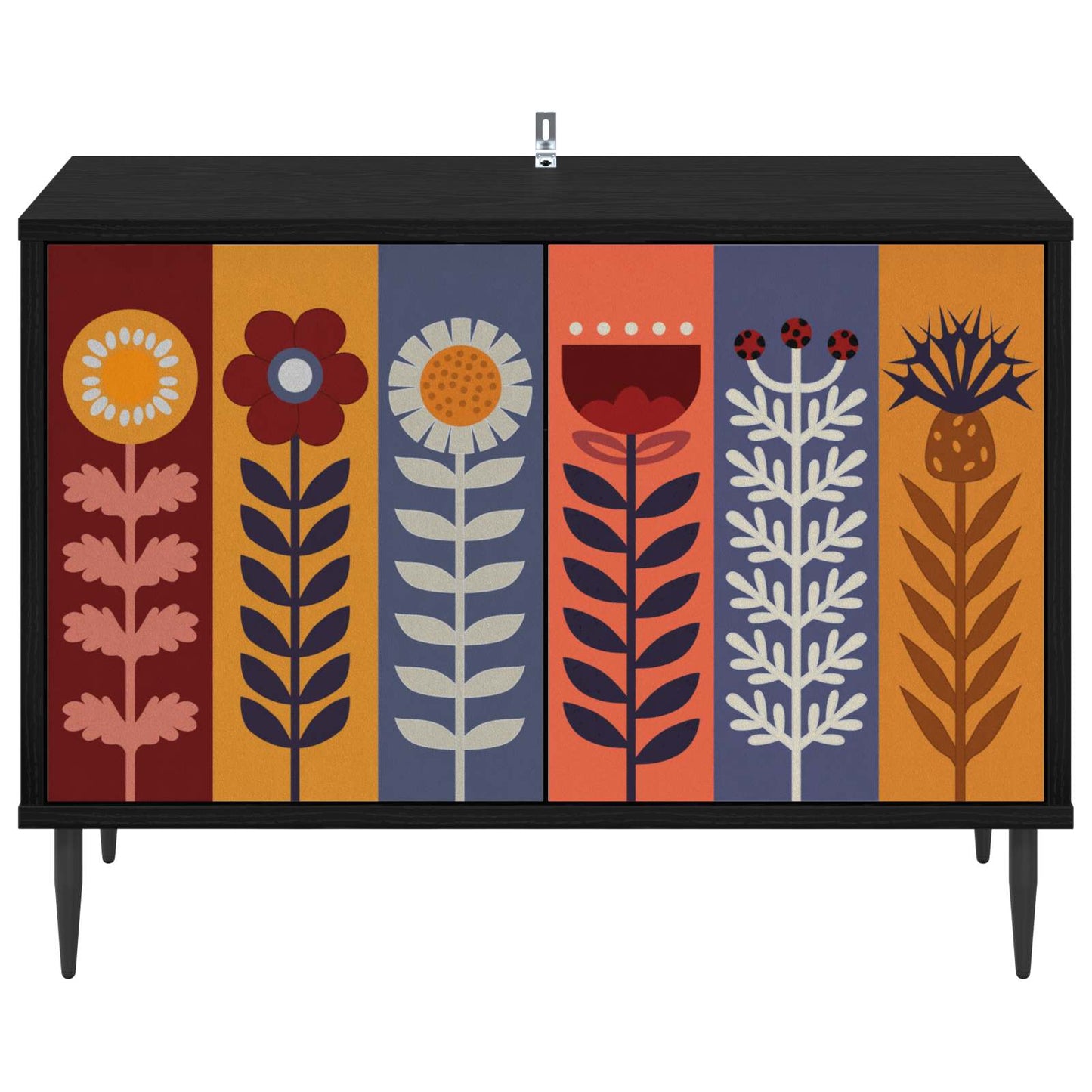 Tv-meubel ESSEN 69 x 33 x 50,5 cm Zwart eiken Bewerkt hout