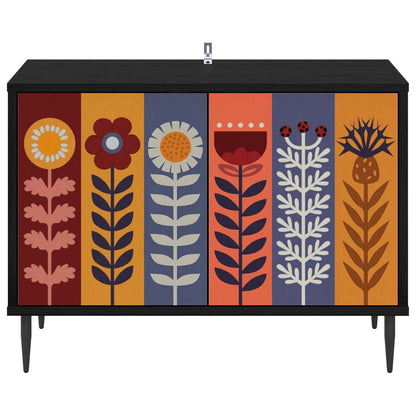 Tv-meubel ESSEN 69 x 33 x 50,5 cm Zwart eiken Bewerkt hout