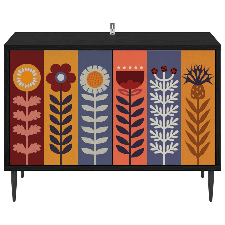 Tv-meubel ESSEN 69 x 33 x 50,5 cm Zwart eiken Bewerkt hout