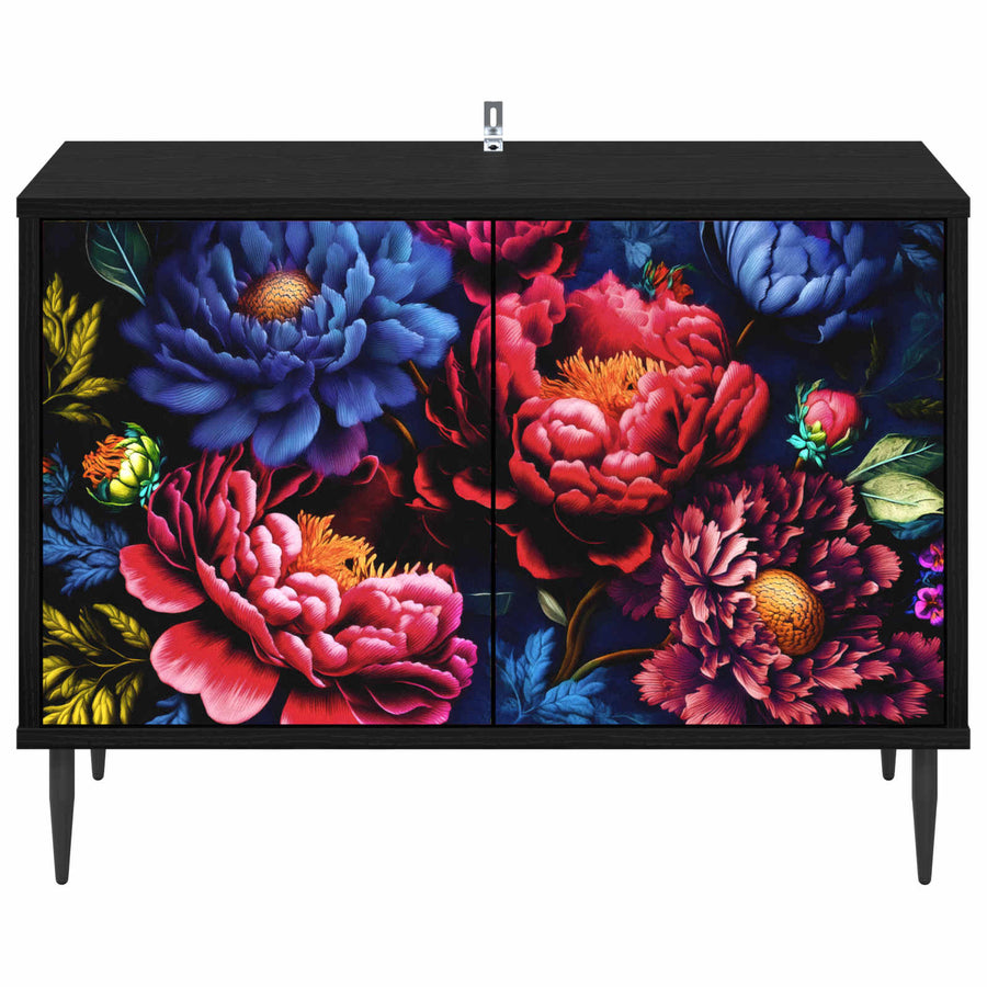 Tv-meubel KIEL 69 x 33 x 50,5 cm Zwart eiken Bewerkt hout