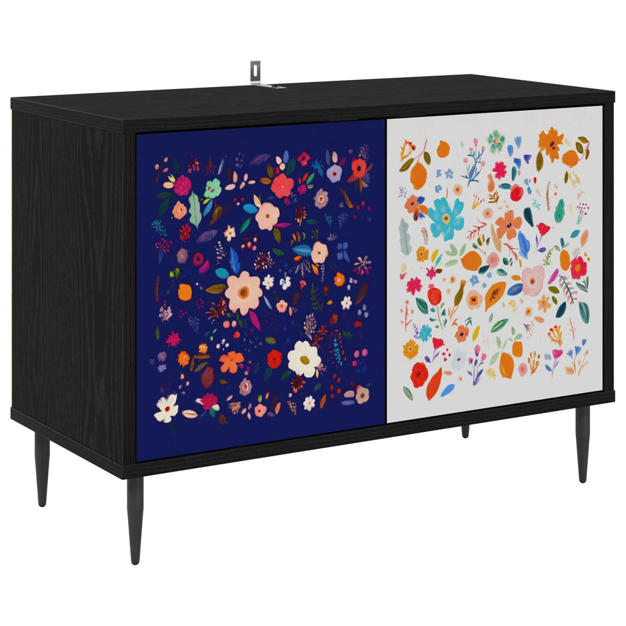 Tv-meubel MAINZ 69 x 33 x 50,5 cm Zwart eiken Bewerkt hout