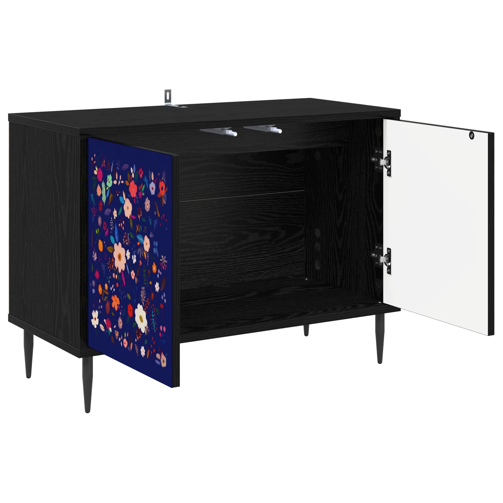 Tv-meubel MAINZ 69 x 33 x 50,5 cm Zwart eiken Bewerkt hout