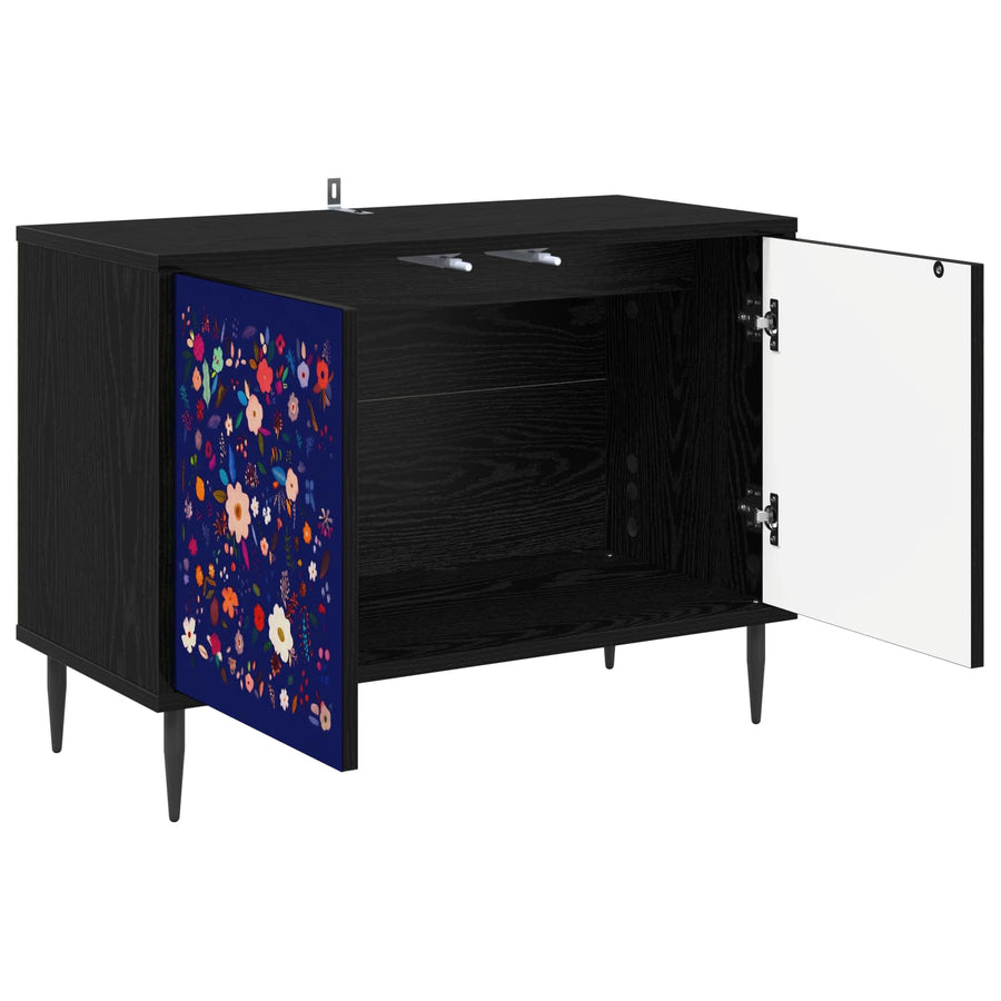 Tv-meubel MAINZ 69 x 33 x 50,5 cm Zwart eiken Bewerkt hout
