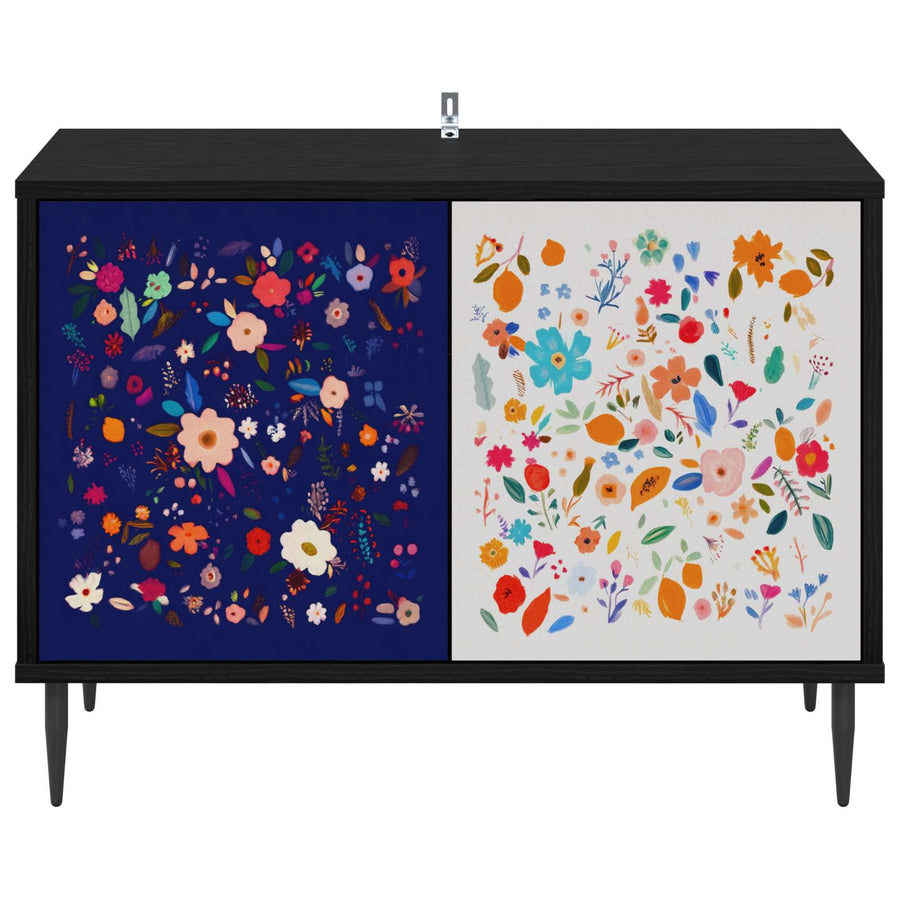 Tv-meubel MAINZ 69 x 33 x 50,5 cm Zwart eiken Bewerkt hout