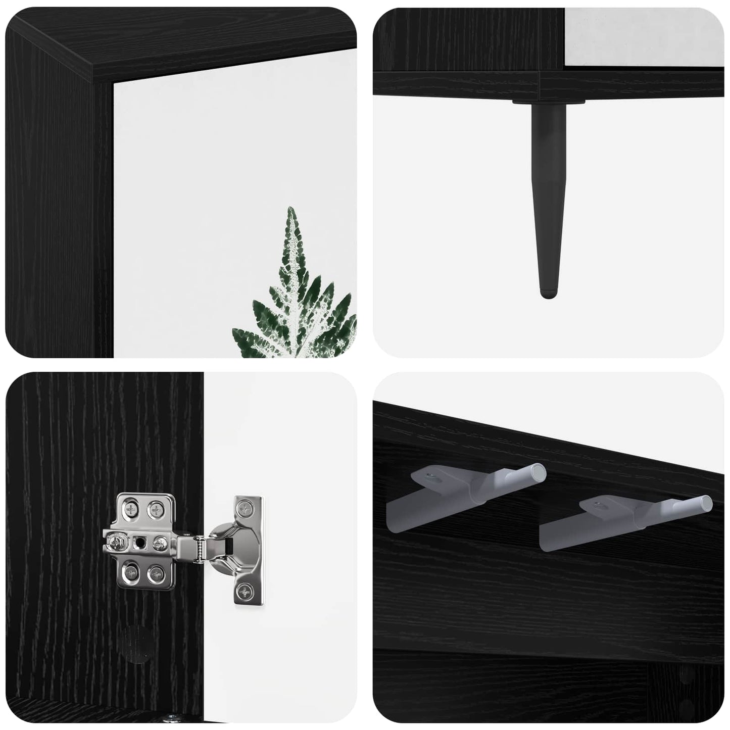 Tv-meubel HANAU 69 x 33 x 50,5 cm Zwart eiken Bewerkt hout