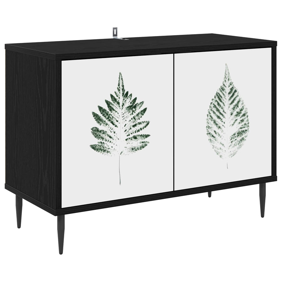 Tv-meubel HANAU 69 x 33 x 50,5 cm Zwart eiken Bewerkt hout