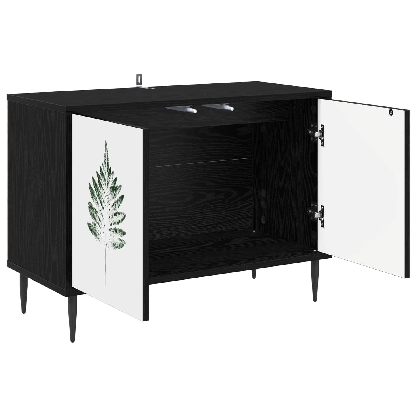 Tv-meubel HANAU 69 x 33 x 50,5 cm Zwart eiken Bewerkt hout