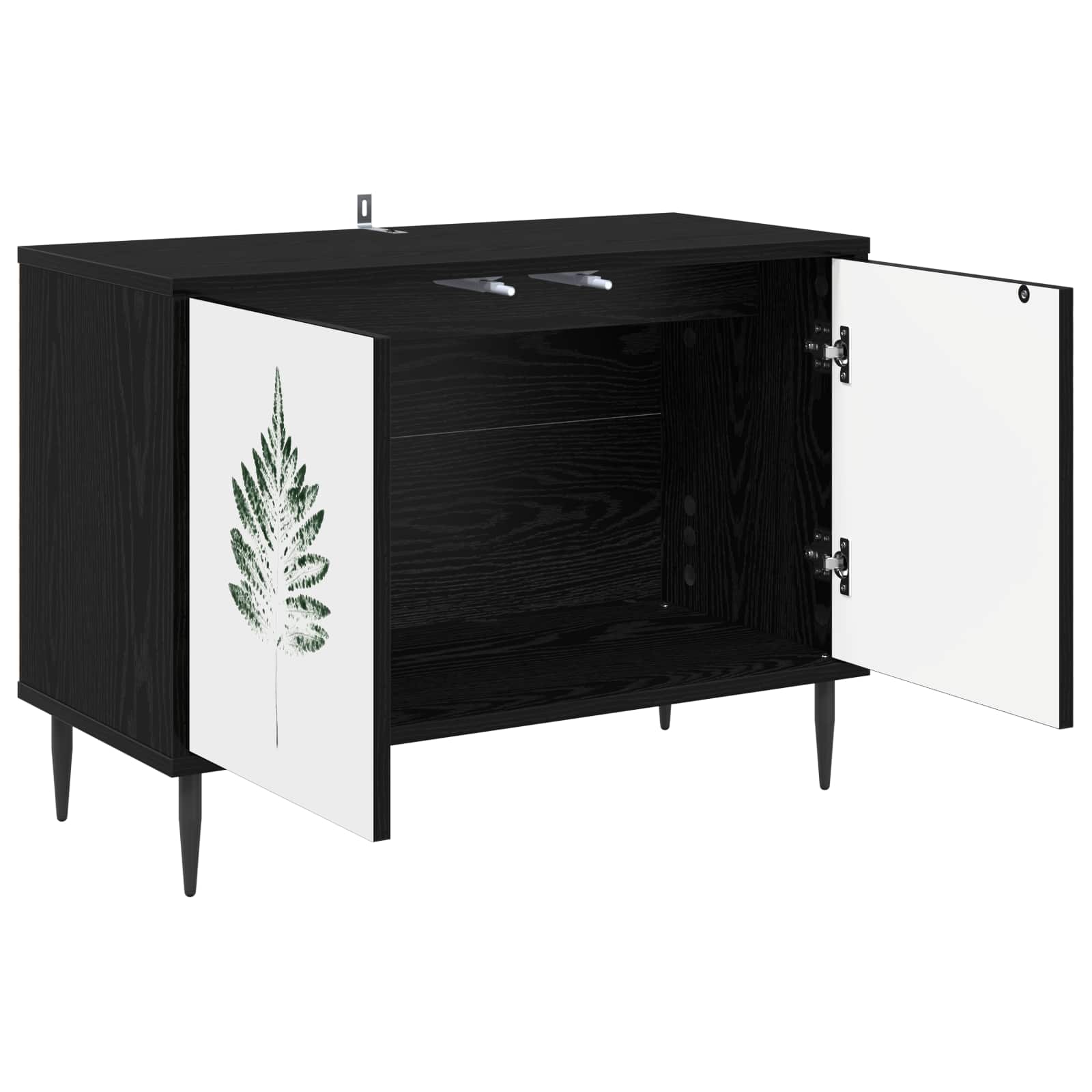 Tv-meubel HANAU 69 x 33 x 50,5 cm Zwart eiken Bewerkt hout