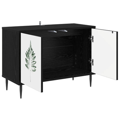 Tv-meubel HANAU 69 x 33 x 50,5 cm Zwart eiken Bewerkt hout