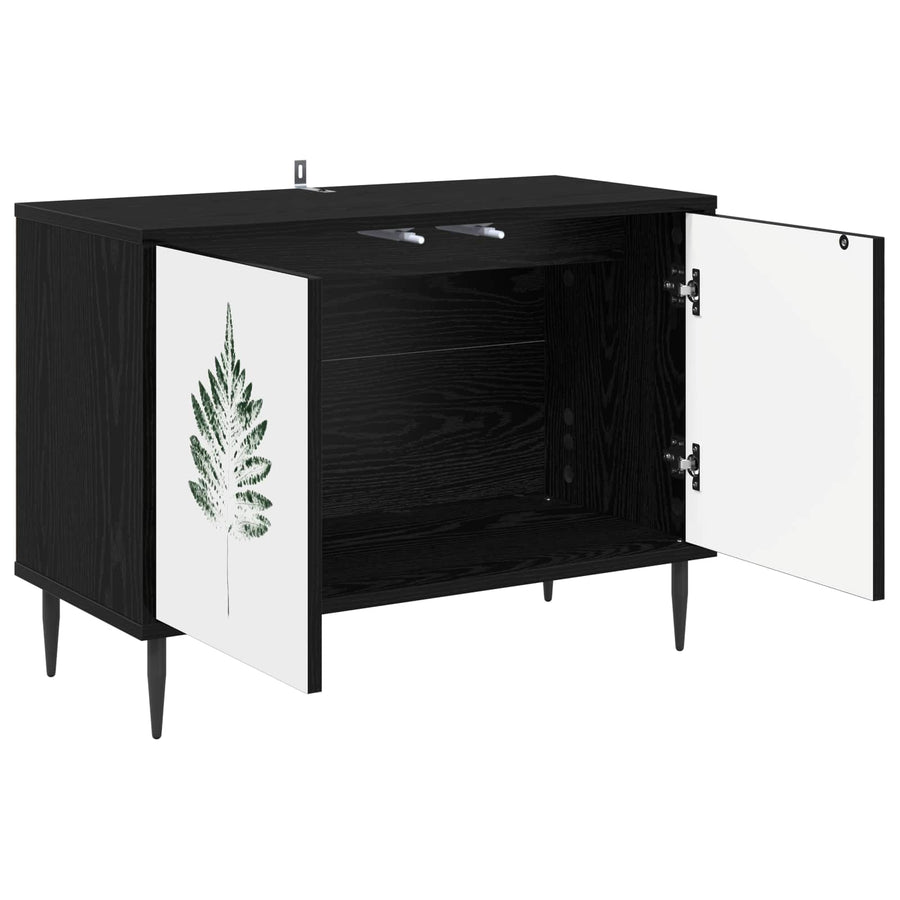 Tv-meubel HANAU 69 x 33 x 50,5 cm Zwart eiken Bewerkt hout