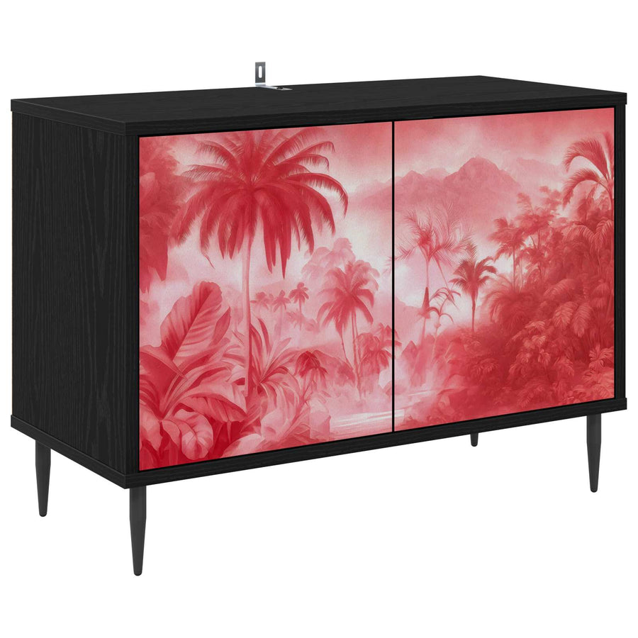 Tv-meubel AACHEN 69 x 33 x 50,5 cm Zwart eiken Bewerkt hout
