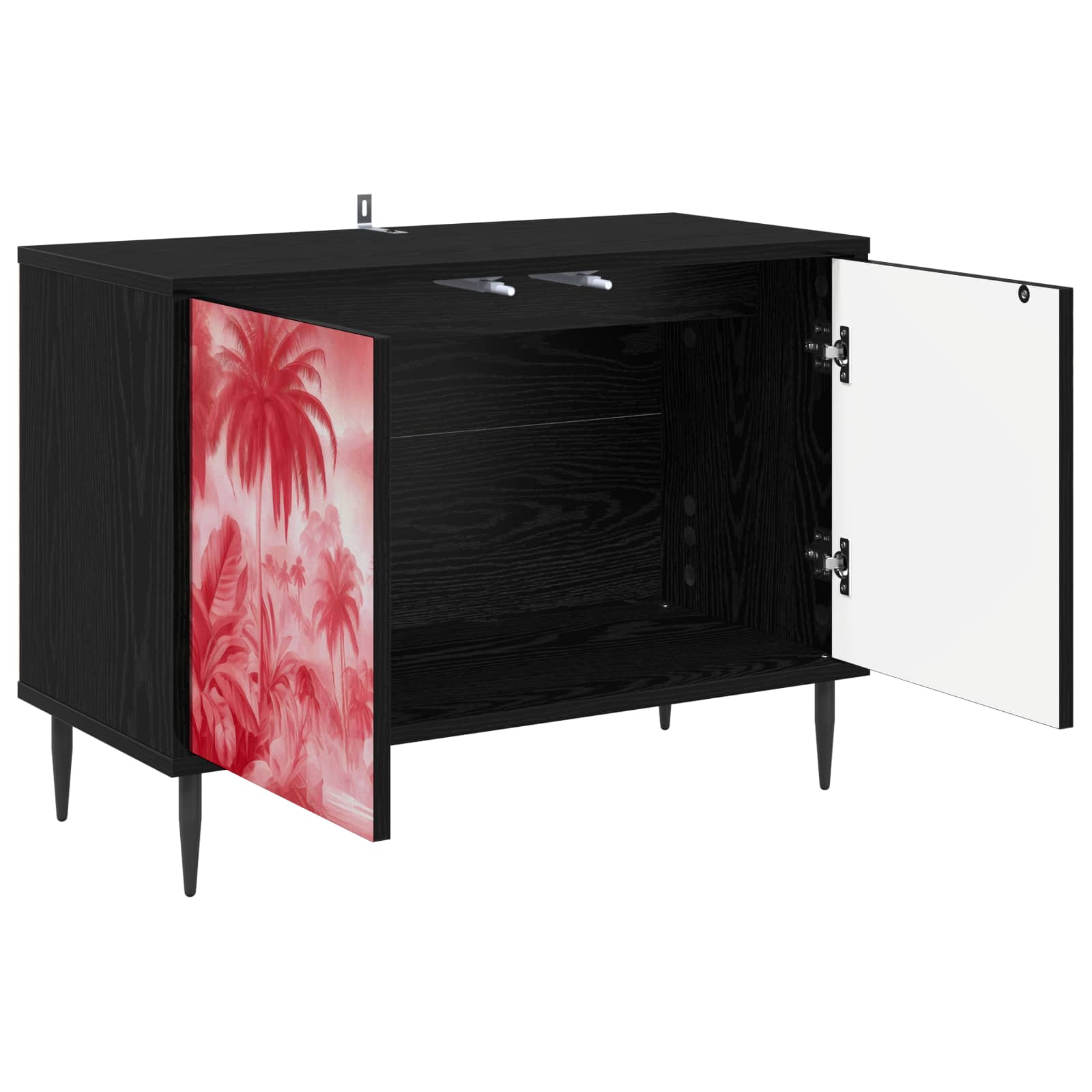 Tv-meubel AACHEN 69 x 33 x 50,5 cm Zwart eiken Bewerkt hout