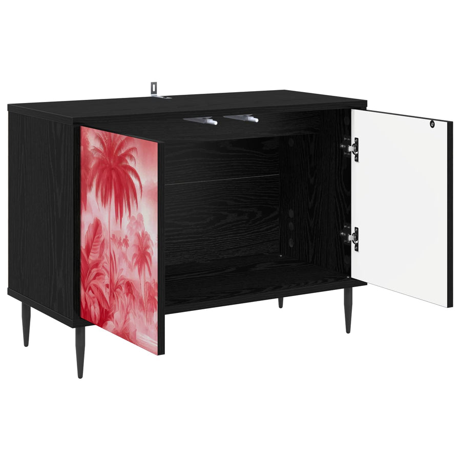 Tv-meubel AACHEN 69 x 33 x 50,5 cm Zwart eiken Bewerkt hout