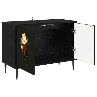 Tv-meubel BREMEN 69 x 33 x 50,5 cm Zwart eiken Bewerkt hout