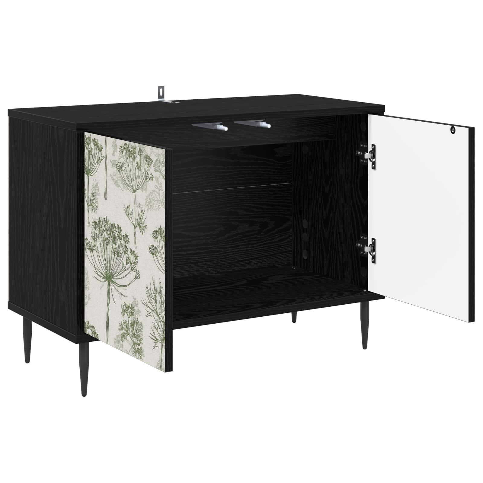 Tv-meubel GOTHA 69 x 33 x 50,5 cm Zwart eiken Bewerkt hout
