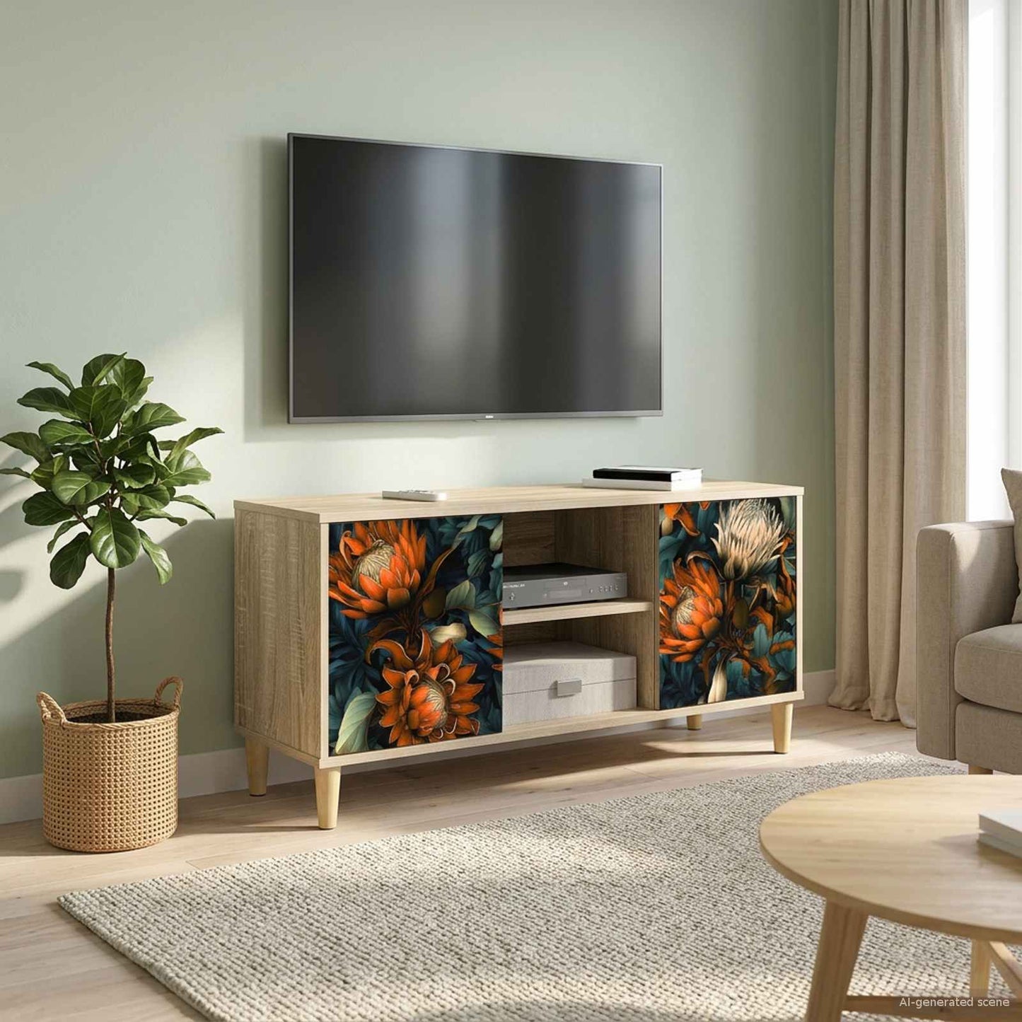 Tv-meubel LOCHEM 102 x 33 x 50 cm Sonoma Bewerkt hout