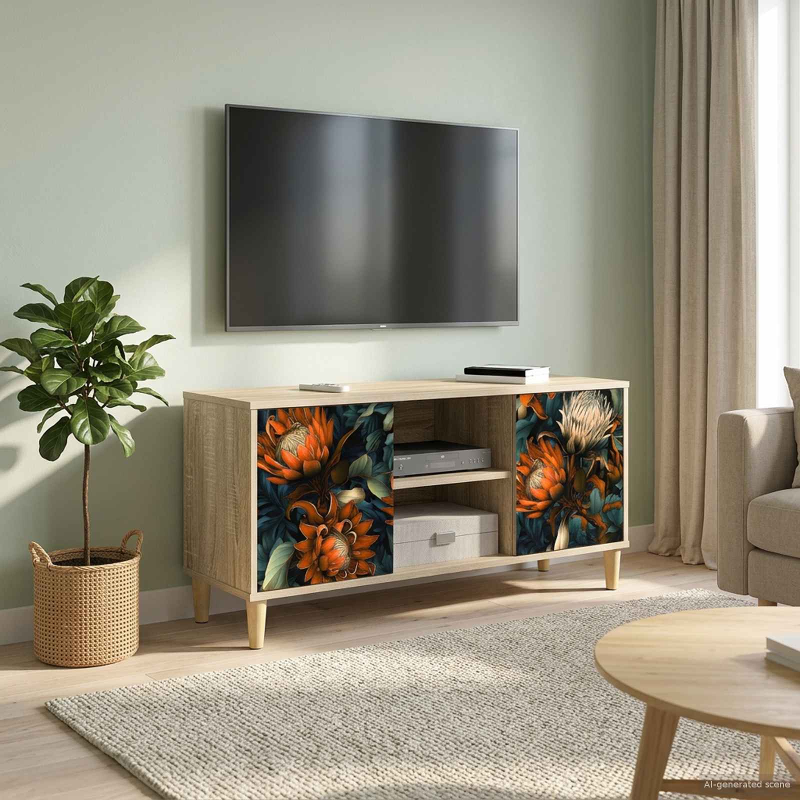 Tv-meubel LOCHEM 102 x 33 x 50 cm Sonoma Bewerkt hout