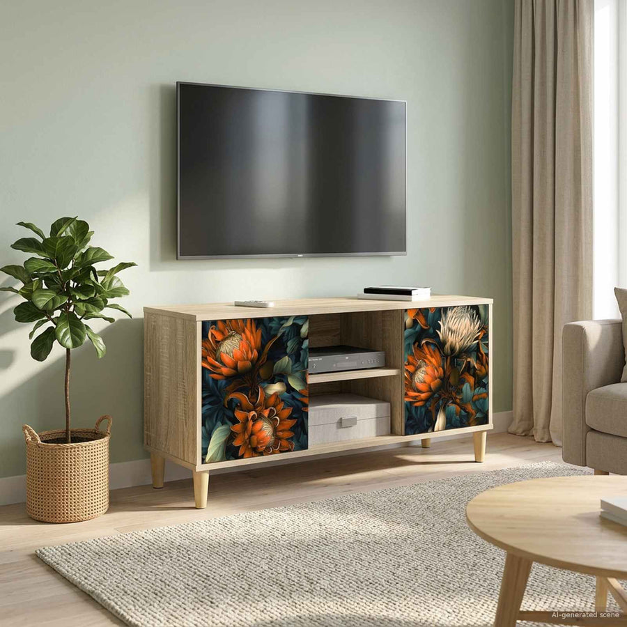 Tv-meubel LOCHEM 102 x 33 x 50 cm Sonoma Bewerkt hout