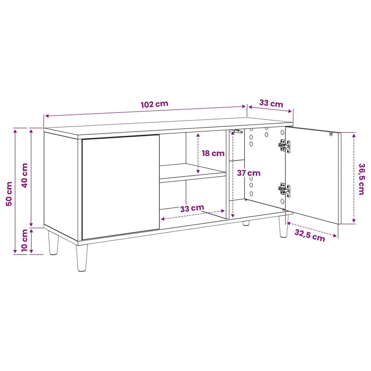 Tv-meubel GELEEN 102 x 33 x 50 cm Sonoma Bewerkt hout