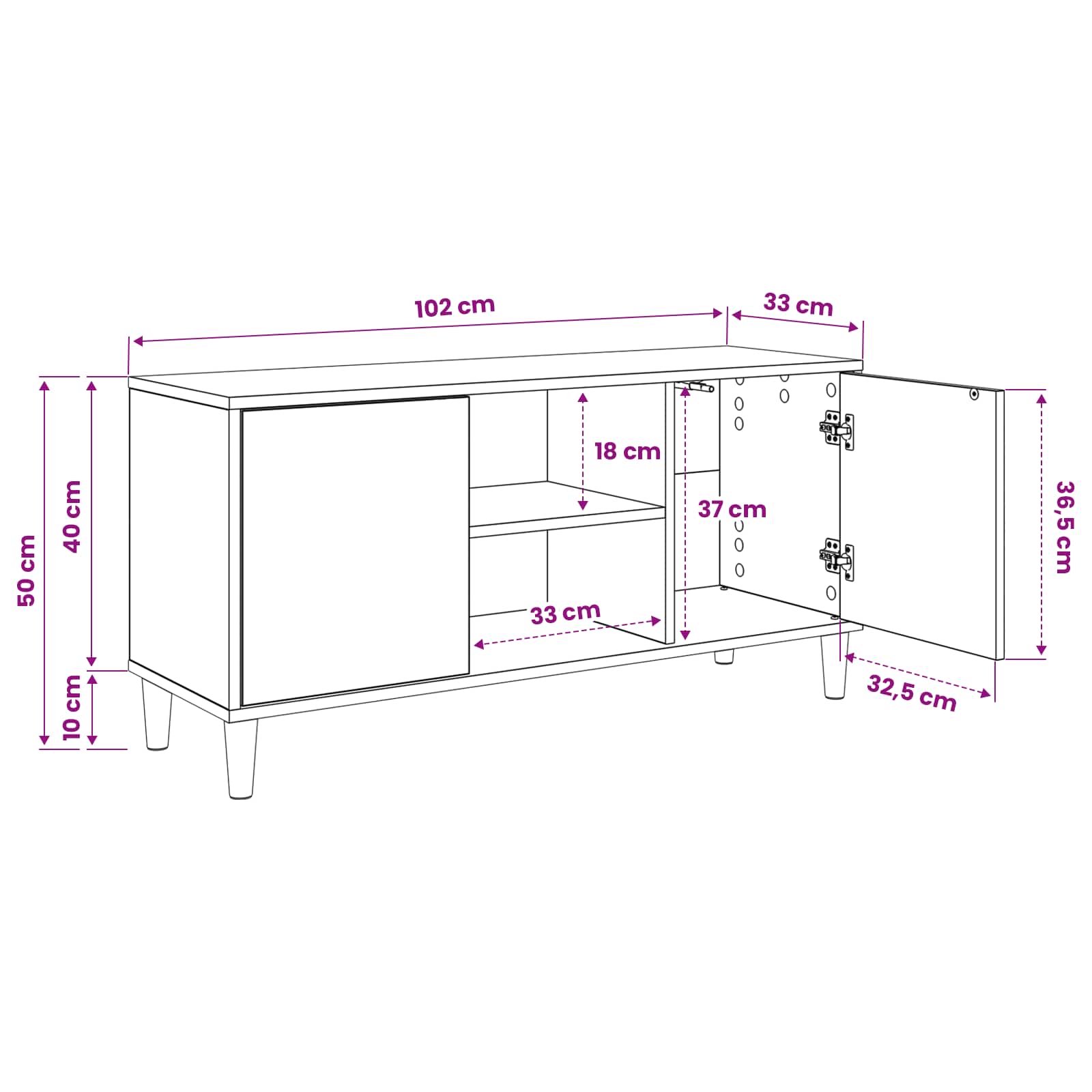Tv-meubel GELEEN 102 x 33 x 50 cm Sonoma Bewerkt hout