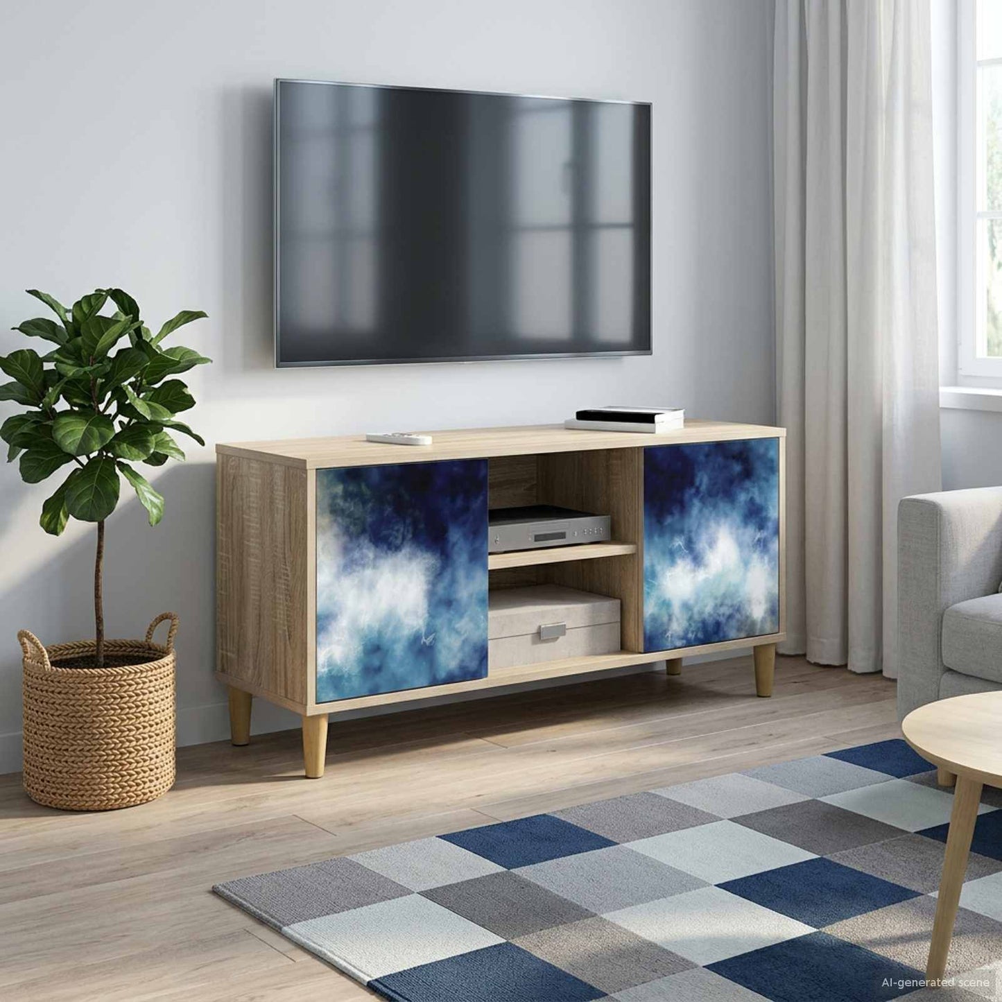 Tv-meubel RAALTE 102 x 33 x 50 cm Sonoma Bewerkt hout