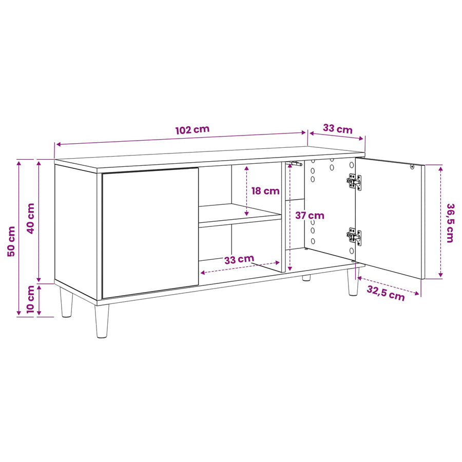 Tv-meubel BORNE 102 x 33 x 50 cm Sonoma Bewerkt hout