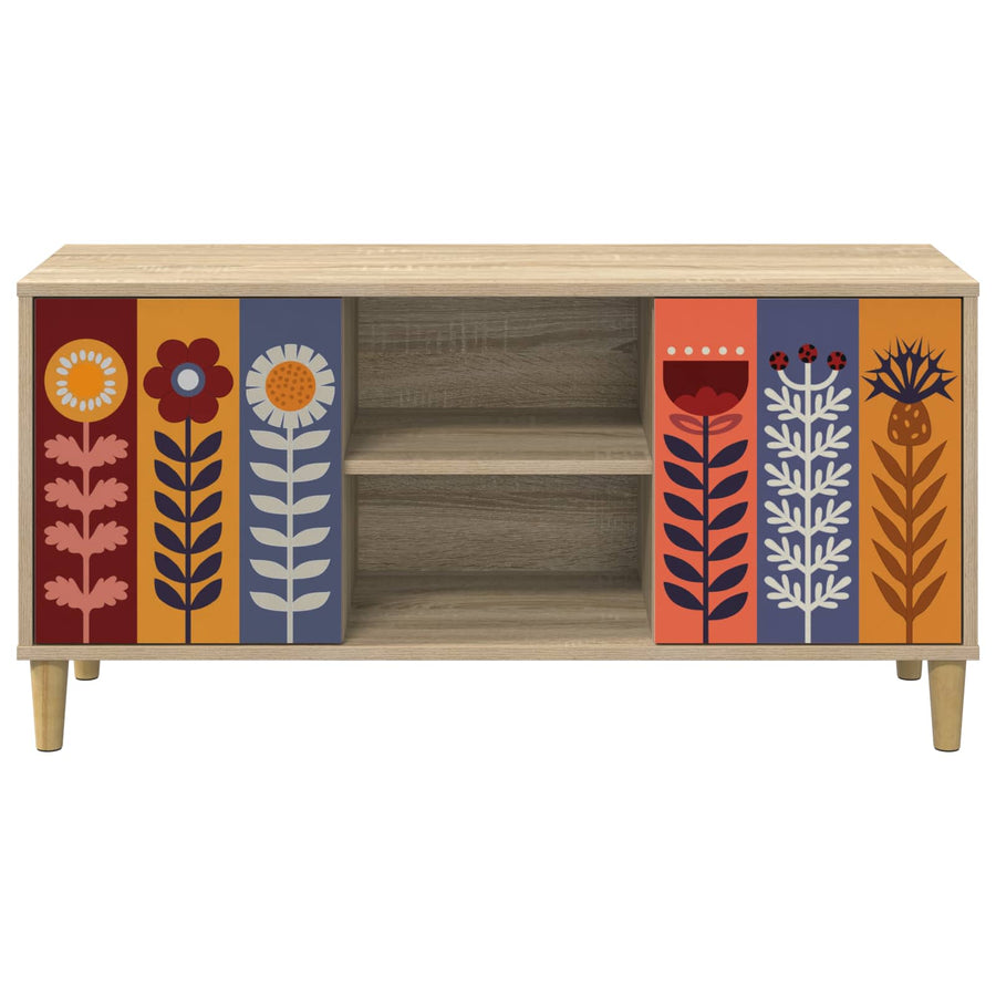 Tv-meubel ESSEN 102 x 33 x 50 cm Sonoma Bewerkt hout