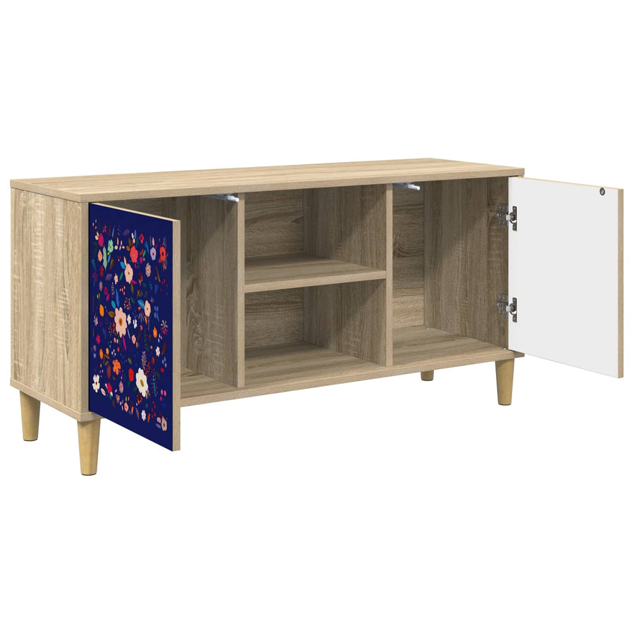 Tv-meubel MAINZ 102 x 33 x 50 cm Sonoma Bewerkt hout