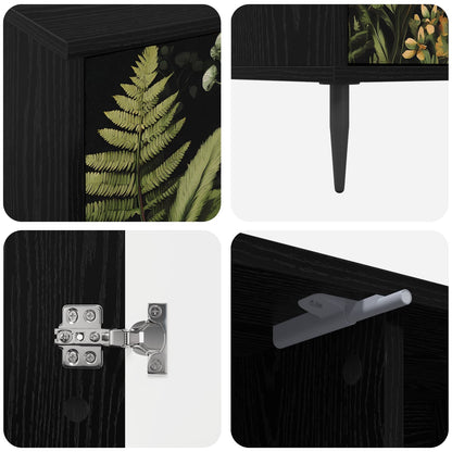 Tv-meubel RHENEN 102 x 33 x 51 cm Zwart eiken Bewerkt hout