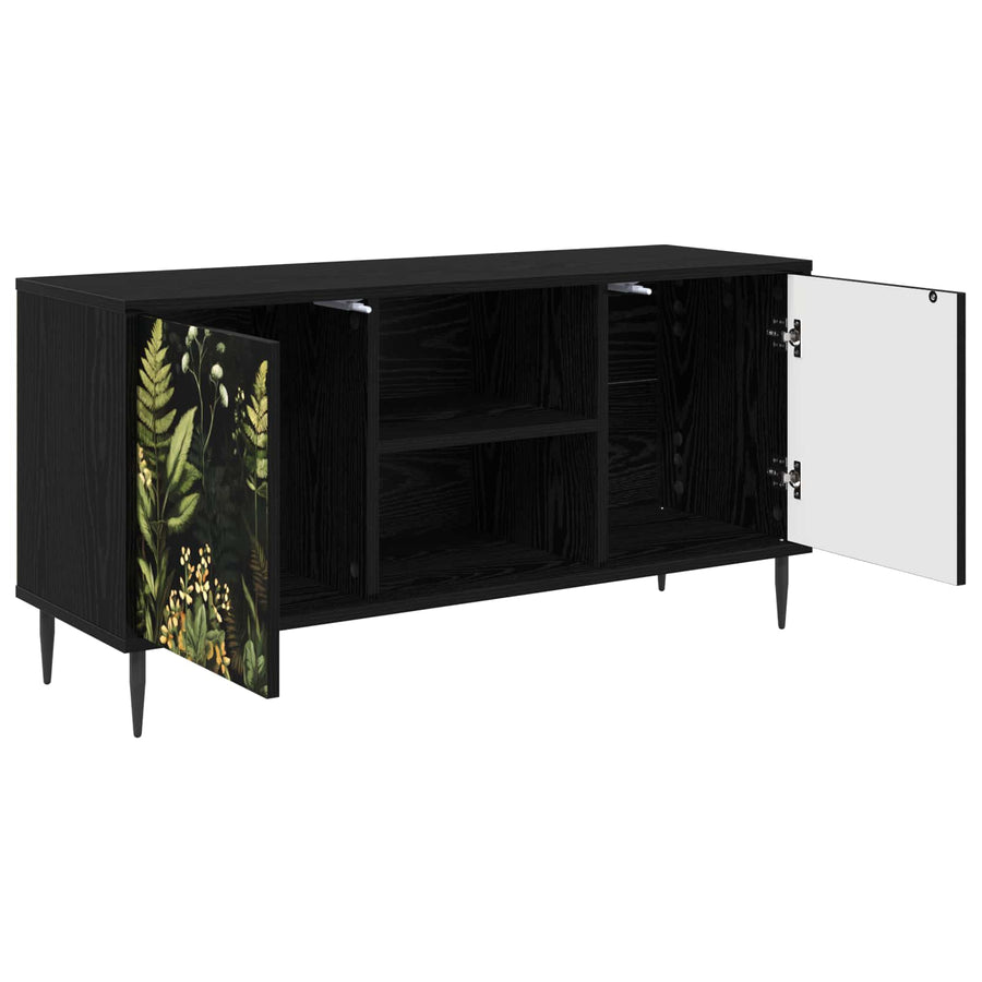 Tv-meubel RHENEN 102 x 33 x 51 cm Zwart eiken Bewerkt hout