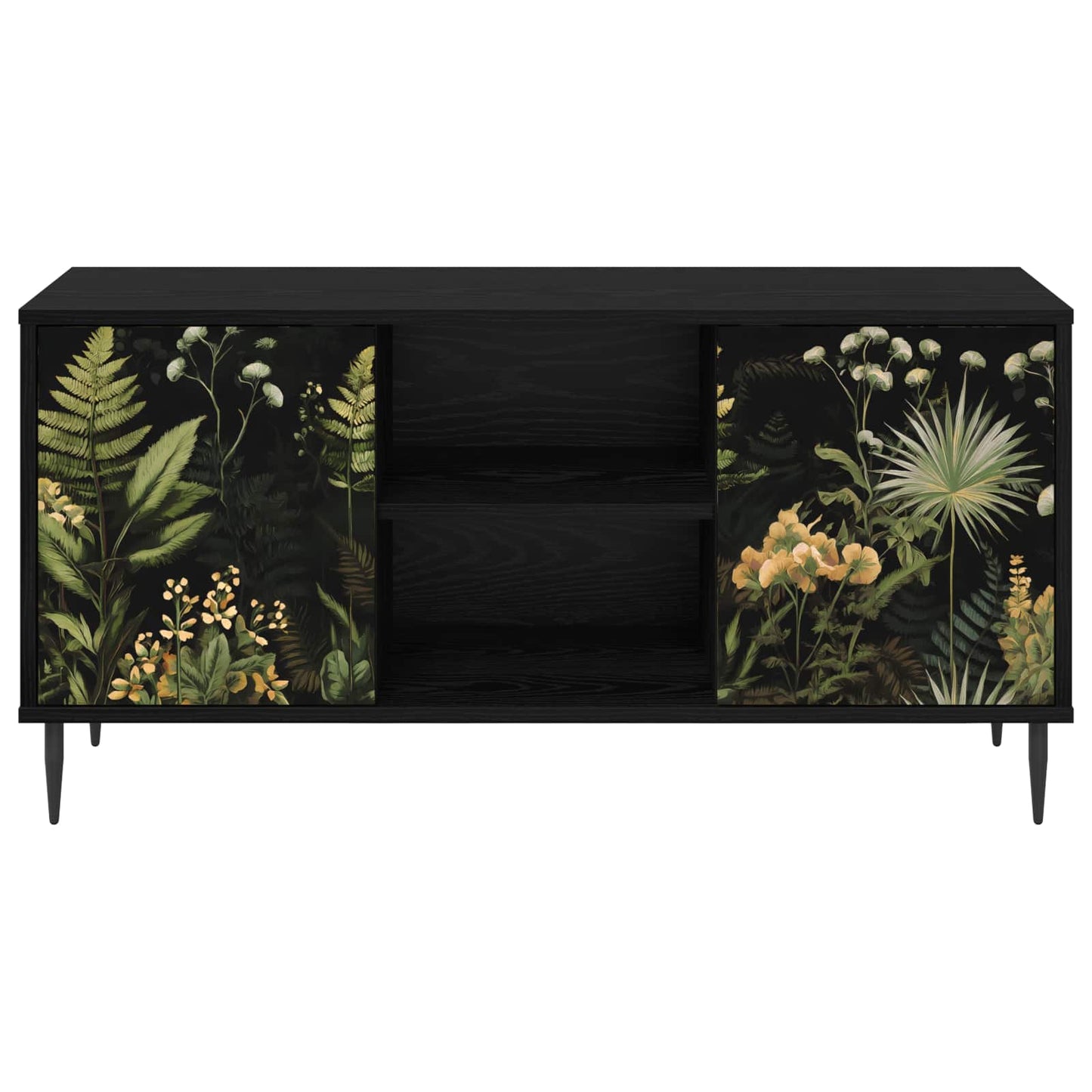 Tv-meubel RHENEN 102 x 33 x 51 cm Zwart eiken Bewerkt hout