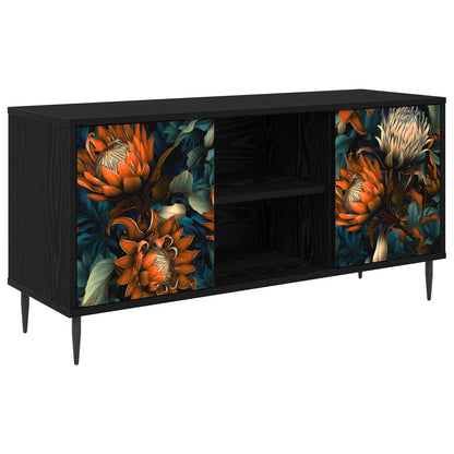 Tv-meubel LOCHEM 102 x 33 x 51 cm Zwart eiken Bewerkt hout