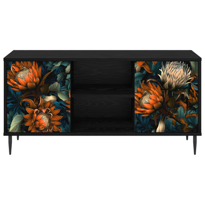 Tv-meubel LOCHEM 102 x 33 x 51 cm Zwart eiken Bewerkt hout