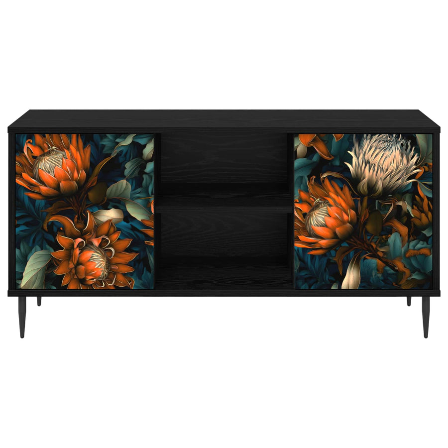 Tv-meubel LOCHEM 102 x 33 x 51 cm Zwart eiken Bewerkt hout