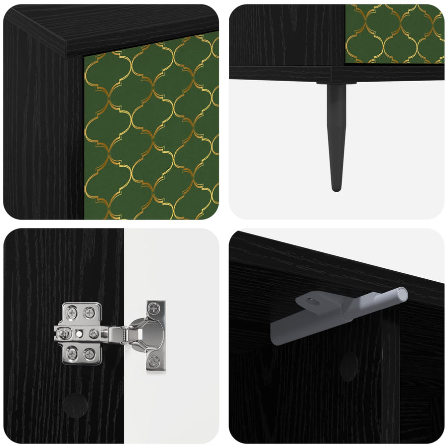Tv-meubel GELEEN 102 x 33 x 51 cm Zwart eiken Bewerkt hout