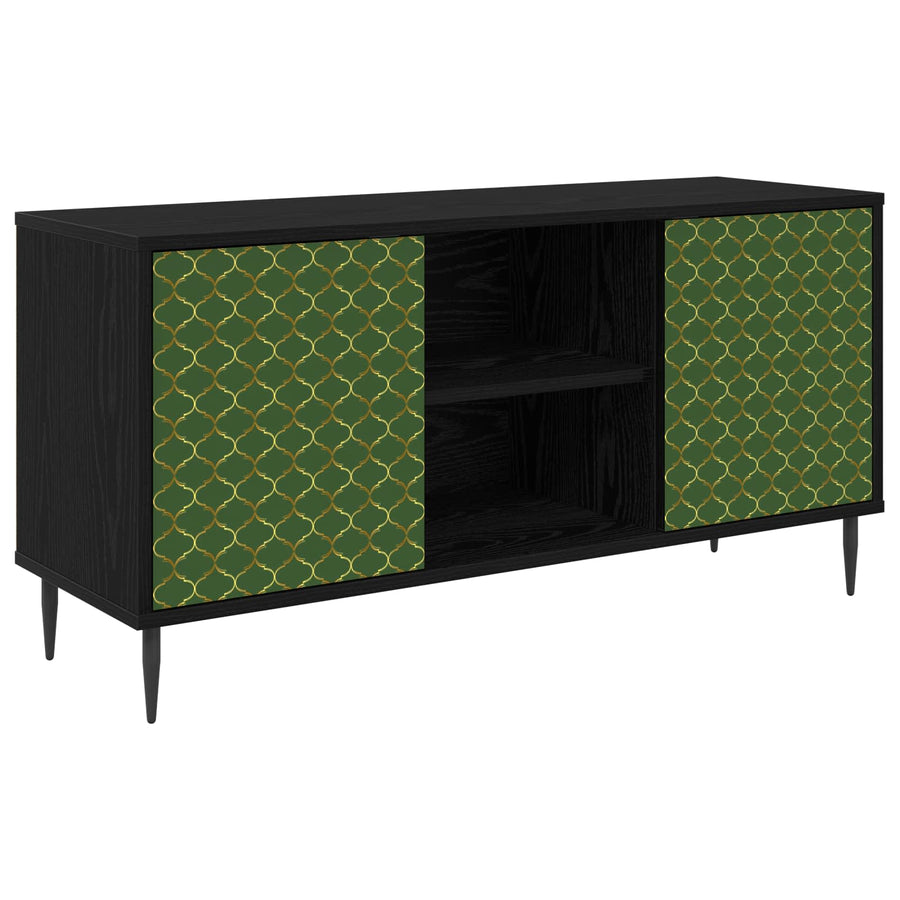 Tv-meubel GELEEN 102 x 33 x 51 cm Zwart eiken Bewerkt hout