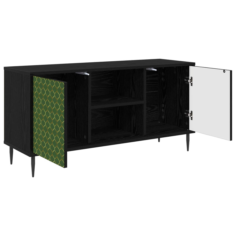 Tv-meubel GELEEN 102 x 33 x 51 cm Zwart eiken Bewerkt hout