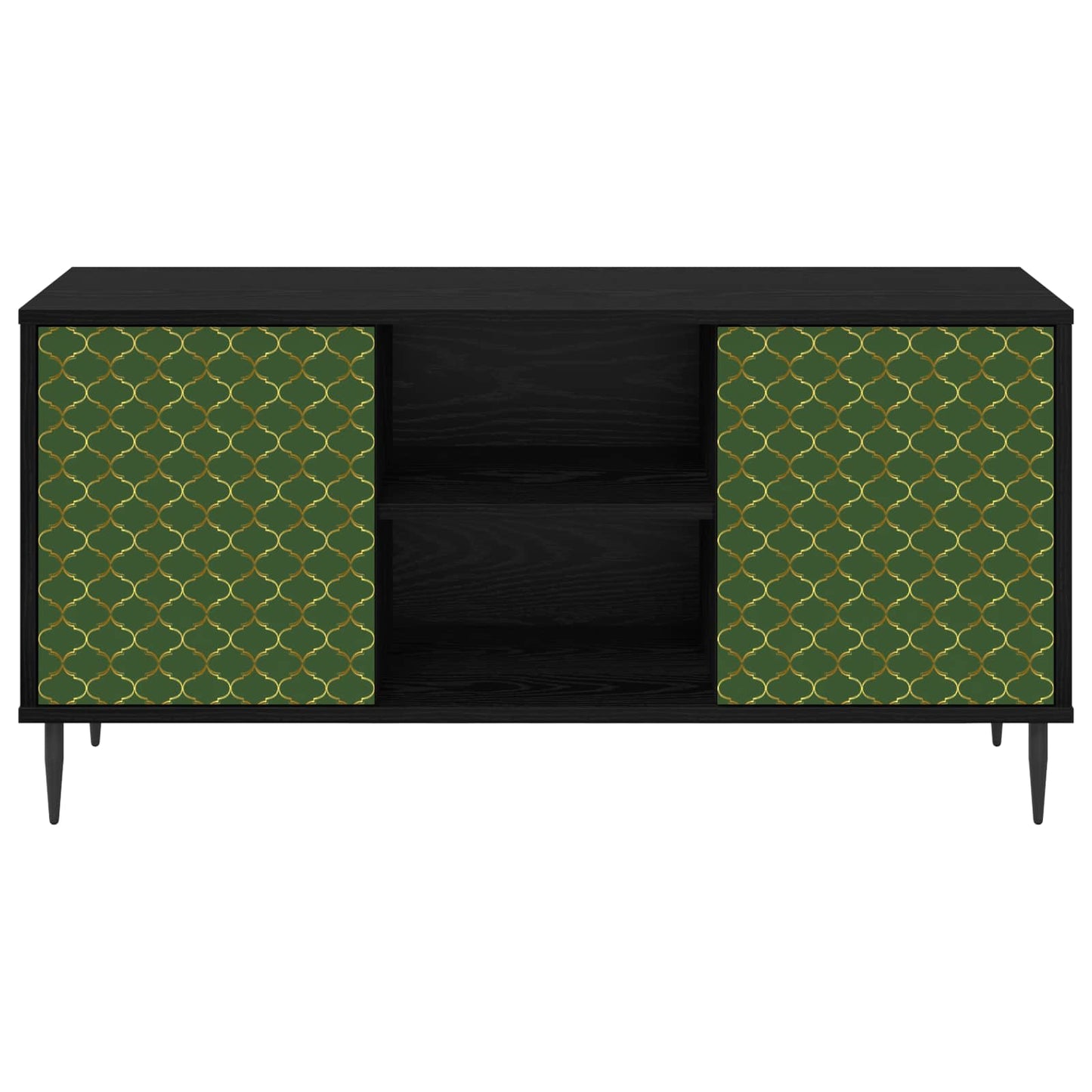Tv-meubel GELEEN 102 x 33 x 51 cm Zwart eiken Bewerkt hout