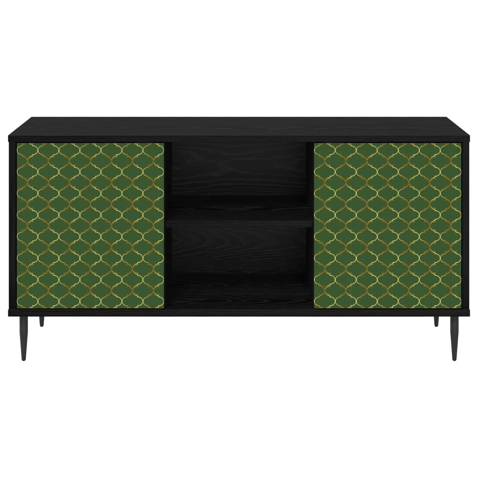 Tv-meubel GELEEN 102 x 33 x 51 cm Zwart eiken Bewerkt hout