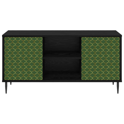 Tv-meubel GELEEN 102 x 33 x 51 cm Zwart eiken Bewerkt hout