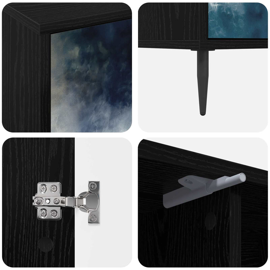 Tv-meubel RAALTE 102 x 33 x 51 cm Zwart eiken Bewerkt hout