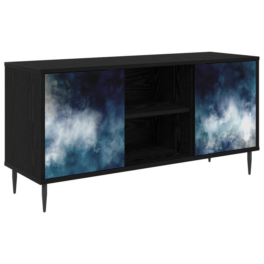 Tv-meubel RAALTE 102 x 33 x 51 cm Zwart eiken Bewerkt hout