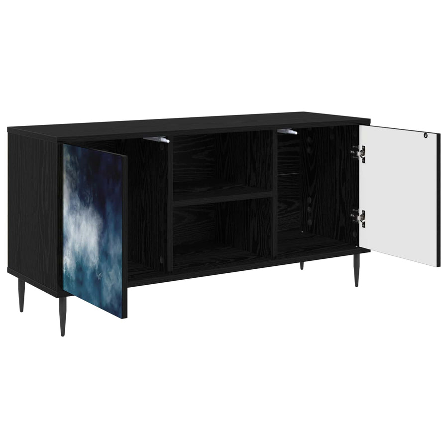 Tv-meubel RAALTE 102 x 33 x 51 cm Zwart eiken Bewerkt hout