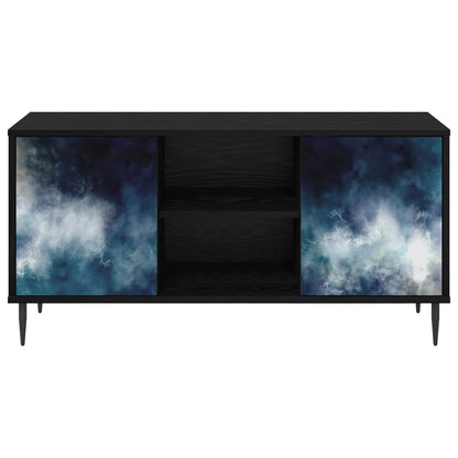 Tv-meubel RAALTE 102 x 33 x 51 cm Zwart eiken Bewerkt hout