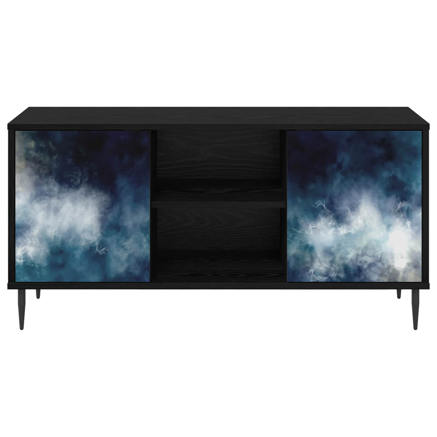 Tv-meubel RAALTE 102 x 33 x 51 cm Zwart eiken Bewerkt hout
